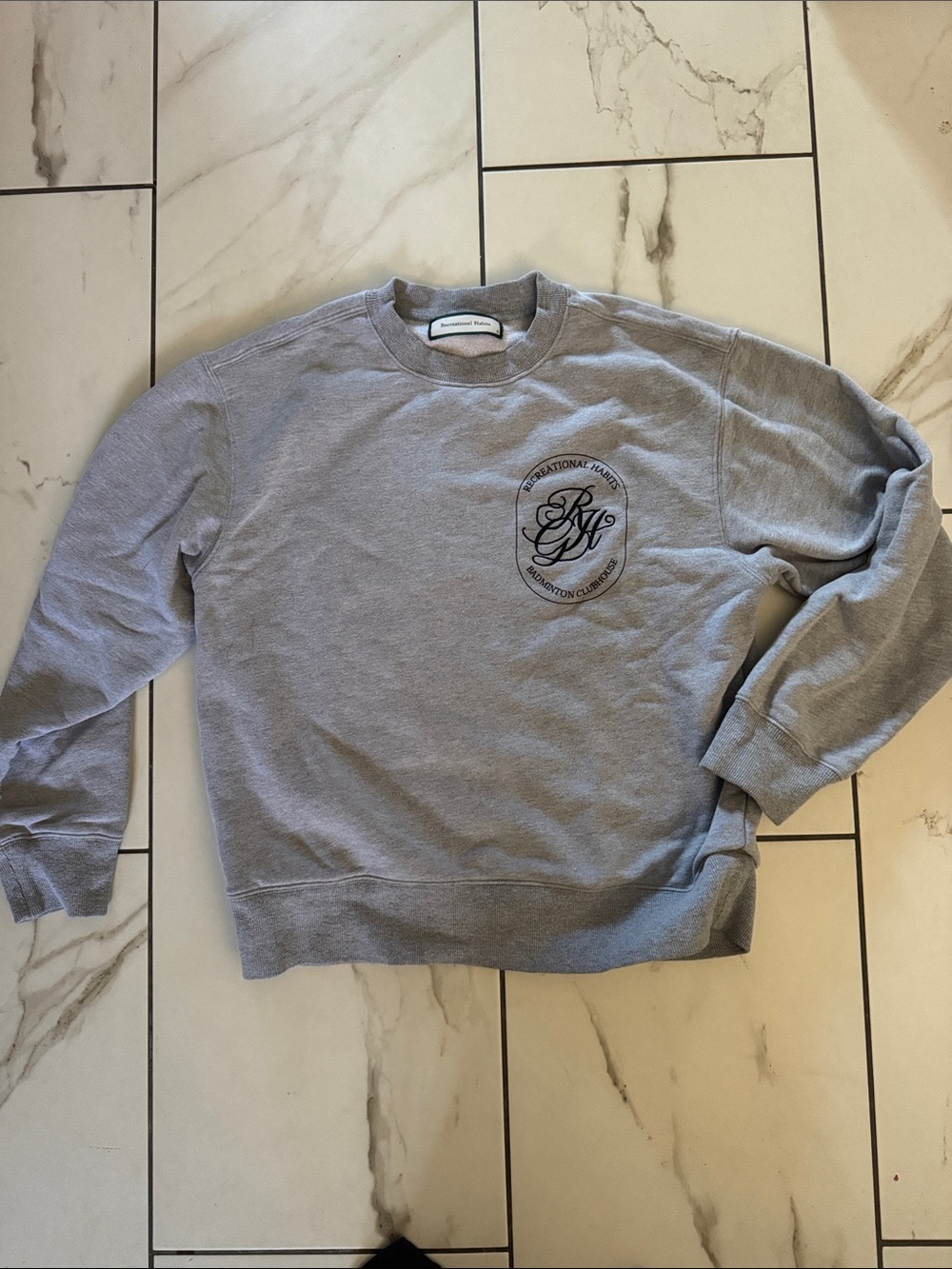 Crewneck Sweater with Embroidered Crest